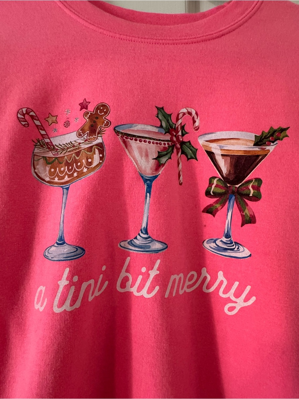 Pink 'A Tini Bit Merry' Holiday Sweatshirt - Picture 2 of 6